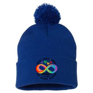 Autism Awareness Respect Equality Support Love Inclusion Funny Gift Pom Pom 12in Knit Beanie