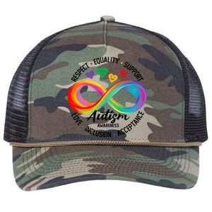 Autism Awareness Respect Equality Support Love Inclusion Funny Gift Retro Rope Trucker Hat Cap