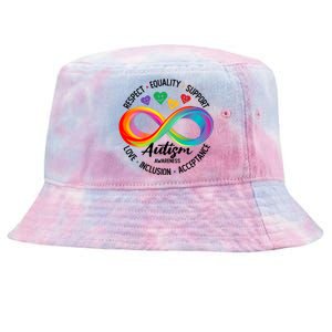 Autism Awareness Respect Equality Support Love Inclusion Funny Gift Tie-Dyed Bucket Hat