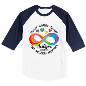 Autism Awareness Respect Equality Support Love Inclusion Funny Gift Baseball Sleeve Shirt