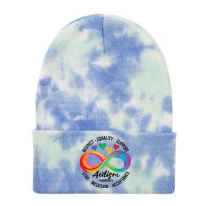 Autism Awareness Respect Equality Support Love Inclusion Funny Gift Tie Dye 12in Knit Beanie