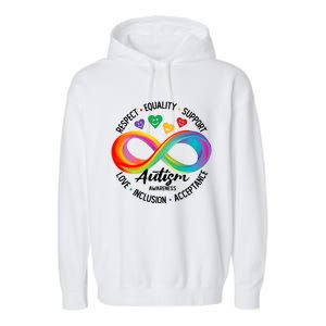 Autism Awareness Respect Equality Support Love Inclusion Funny Gift Garment-Dyed Fleece Hoodie