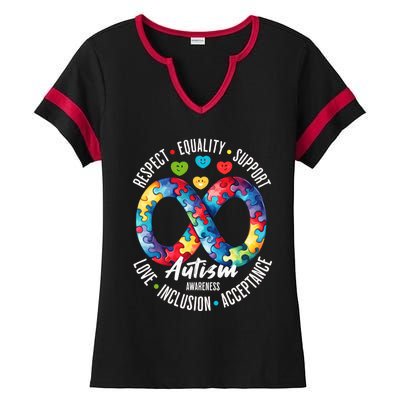 Autism Awareness Respect Equality Support Cute Gift Ladies Halftime Notch Neck Tee