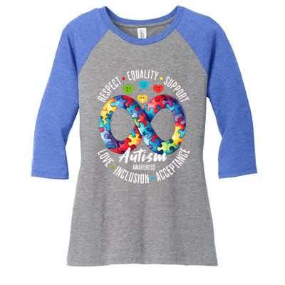 Autism Awareness Respect Equality Support Cute Gift Women's Tri-Blend 3/4-Sleeve Raglan Shirt