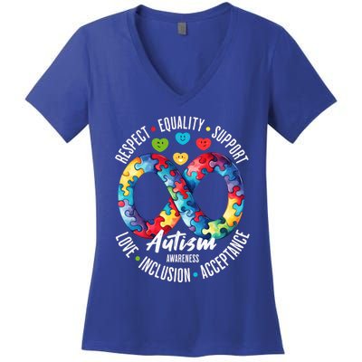 Autism Awareness Respect Equality Support Cute Gift Women's V-Neck T-Shirt