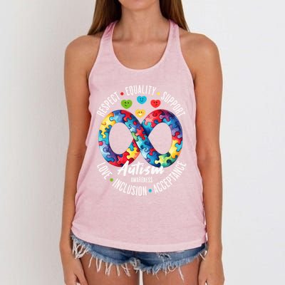 Autism Awareness Respect Equality Support Cute Gift Women's Knotted Racerback Tank