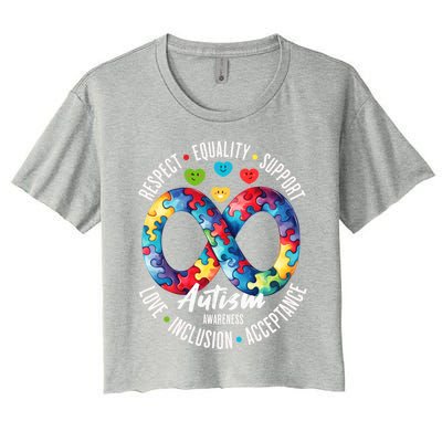 Autism Awareness Respect Equality Support Cute Gift Women's Crop Top Tee