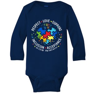 Autism Awareness Respect Love Support Autism Gift Baby Long Sleeve Bodysuit