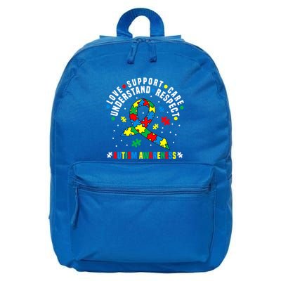 Autism Awareness Respect Love Support Autistic Awareness Gift 16 in Basic Backpack