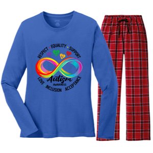 Autism Awareness Respect Equality Support Love Inclusion Gift Women's Long Sleeve Flannel Pajama Set 