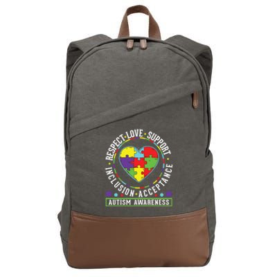 Autism Awareness Respect Love Support Inclusion Acceptance Gift Cotton Canvas Backpack