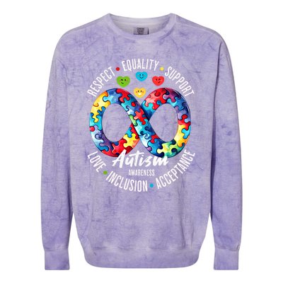 Autism Awareness Respect Equality Support Gift Colorblast Crewneck Sweatshirt