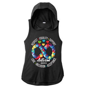 Autism Awareness Respect Equality Support Gift Ladies PosiCharge Tri-Blend Wicking Draft Hoodie Tank