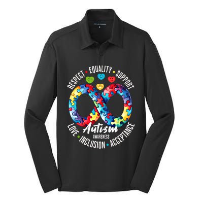 Autism Awareness Respect Equality Support Gift Silk Touch Performance Long Sleeve Polo