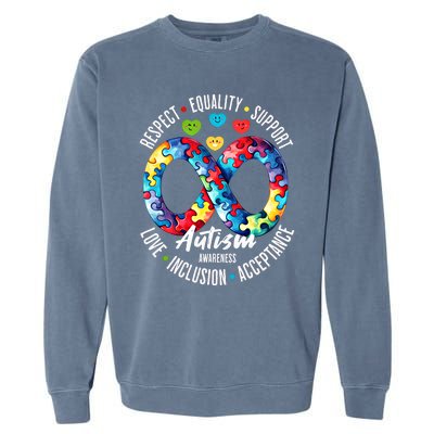 Autism Awareness Respect Equality Support Gift Garment-Dyed Sweatshirt