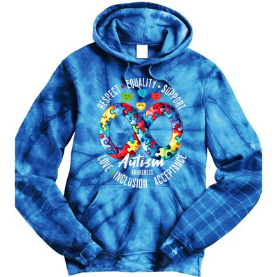 Autism Awareness Respect Equality Support Gift Tie Dye Hoodie