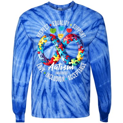 Autism Awareness Respect Equality Support Gift Tie-Dye Long Sleeve Shirt