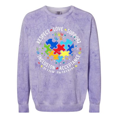 Autism Awareness Respect Love Support Autism Meaningful Gift Colorblast Crewneck Sweatshirt