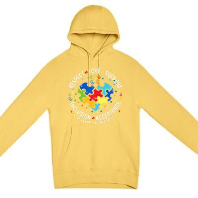 Autism Awareness Respect Love Support Autism Meaningful Gift Premium Pullover Hoodie