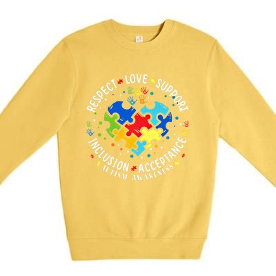 Autism Awareness Respect Love Support Autism Meaningful Gift Premium Crewneck Sweatshirt