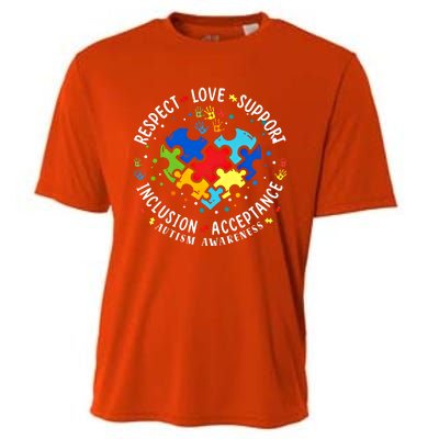 Autism Awareness Respect Love Support Autism Meaningful Gift Cooling Performance Crew T-Shirt