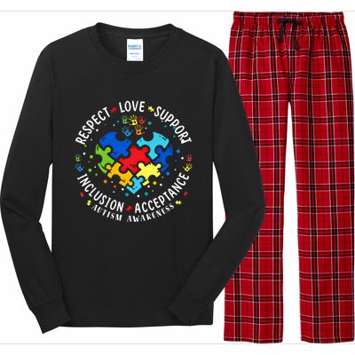 Autism Awareness Respect Love Support Autism Meaningful Gift Long Sleeve Pajama Set