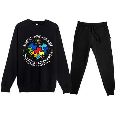 Autism Awareness Respect Love Support Autism Meaningful Gift Premium Crewneck Sweatsuit Set