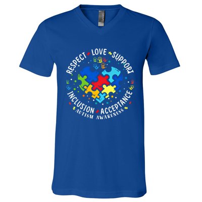 Autism Awareness Respect Love Support Autism Meaningful Gift V-Neck T-Shirt