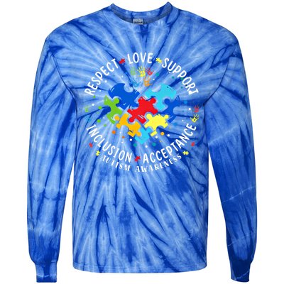 Autism Awareness Respect Love Support Autism Meaningful Gift Tie-Dye Long Sleeve Shirt