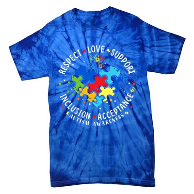 Autism Awareness Respect Love Support Autism Meaningful Gift Tie-Dye T-Shirt