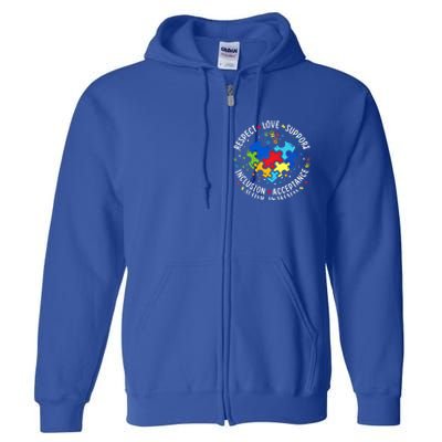 Autism Awareness Respect Love Support Autism Meaningful Gift Full Zip Hoodie