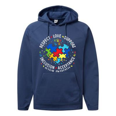 Autism Awareness Respect Love Support Autism Meaningful Gift Performance Fleece Hoodie