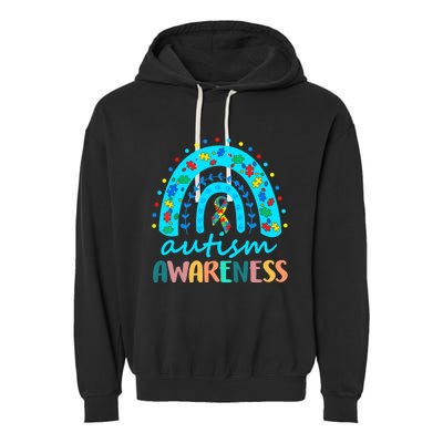 Autism Awareness Rainbow Puzzle Autism Awareness Month Garment-Dyed Fleece Hoodie