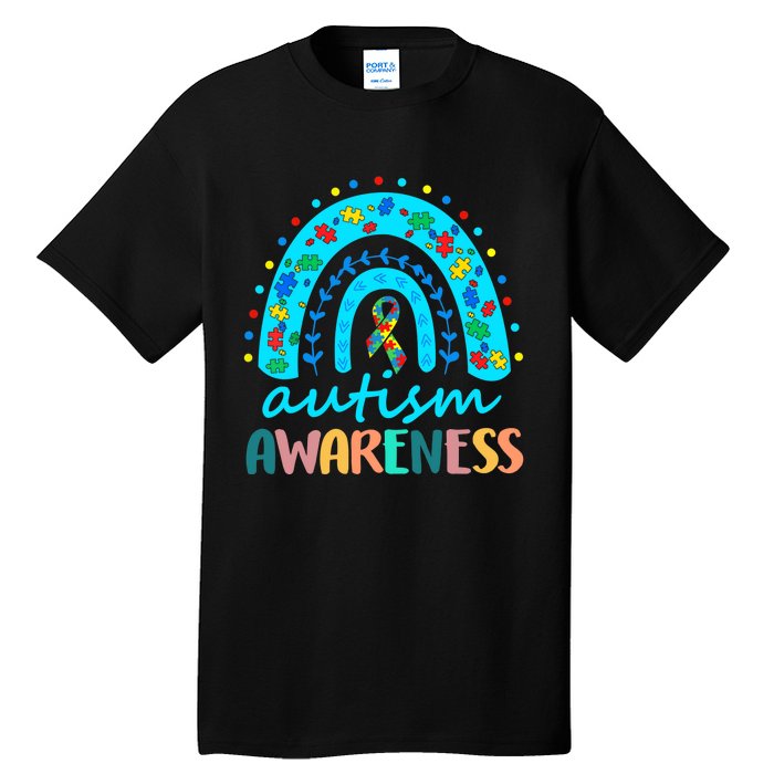 Autism Awareness Rainbow Puzzle Autism Awareness Month Tall T-Shirt