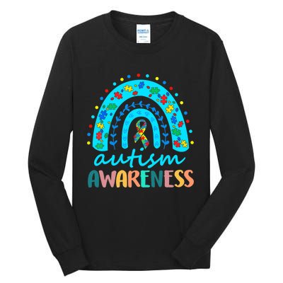 Autism Awareness Rainbow Puzzle Autism Awareness Month Tall Long Sleeve T-Shirt