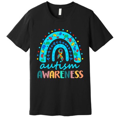 Autism Awareness Rainbow Puzzle Autism Awareness Month Premium T-Shirt