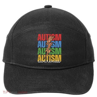 Autism Awareness Retro Cheetah Lightning 7-Panel Snapback Hat