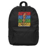 Autism Awareness Retro Cheetah Lightning 16 in Basic Backpack