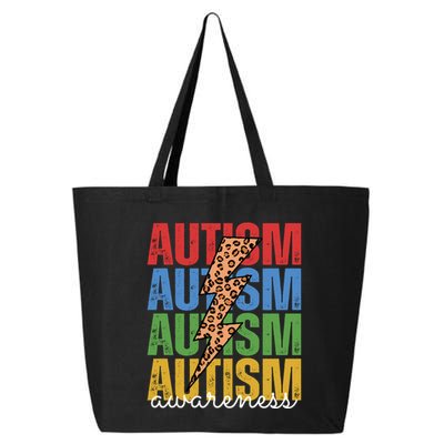 Autism Awareness Retro Cheetah Lightning 25L Jumbo Tote