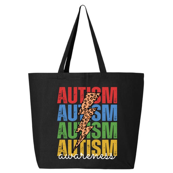 Autism Awareness Retro Cheetah Lightning 25L Jumbo Tote
