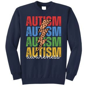 Autism Awareness Retro Cheetah Lightning Tall Sweatshirt