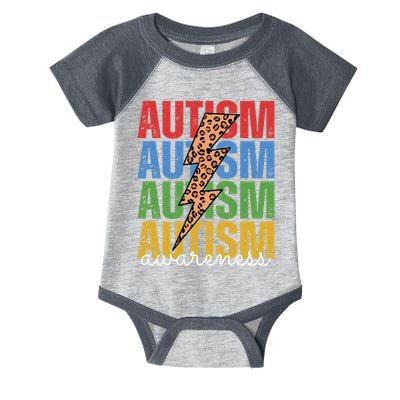 Autism Awareness Retro Cheetah Lightning Infant Baby Jersey Bodysuit