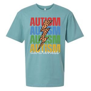 Autism Awareness Retro Cheetah Lightning Sueded Cloud Jersey T-Shirt