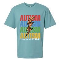 Autism Awareness Retro Cheetah Lightning Sueded Cloud Jersey T-Shirt
