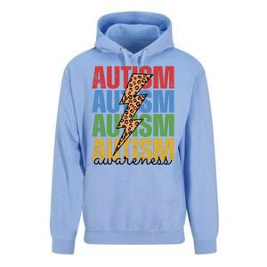 Autism Awareness Retro Cheetah Lightning Unisex Surf Hoodie