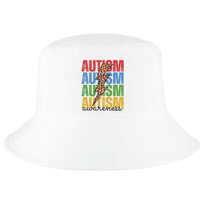 Autism Awareness Retro Cheetah Lightning Cool Comfort Performance Bucket Hat