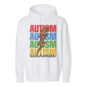 Autism Awareness Retro Cheetah Lightning Garment-Dyed Fleece Hoodie