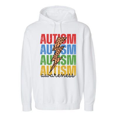 Autism Awareness Retro Cheetah Lightning Garment-Dyed Fleece Hoodie