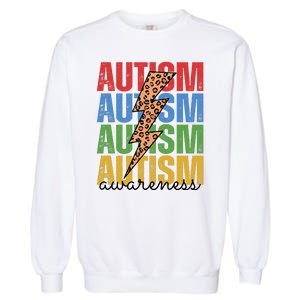 Autism Awareness Retro Cheetah Lightning Garment-Dyed Sweatshirt