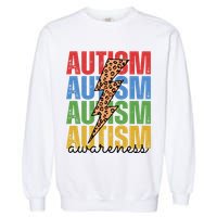 Autism Awareness Retro Cheetah Lightning Garment-Dyed Sweatshirt